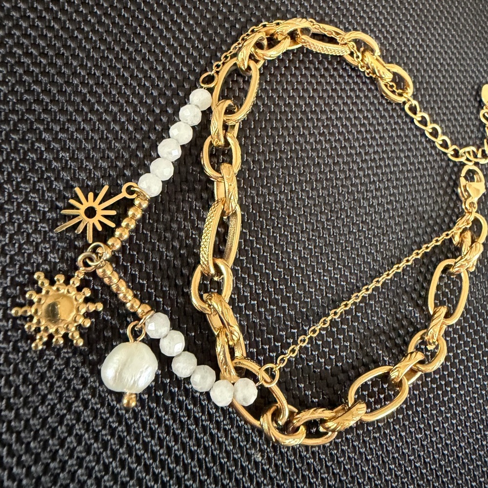 Miramira Gold-Plated Charm Bracelet, Waterproof, Tarnish-Resistant